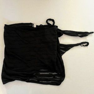 SHOLDIT Convertible Sarong Pareo Wrap With Pocket/Swim Cover Skirt & Tote BLACK